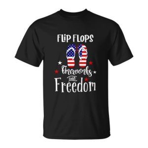 Flip Flops Fireworks Funny 4Th Of July Patriotic Unisex T-Shirt