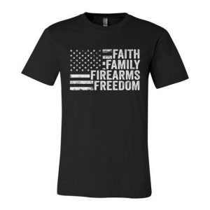 Funny Anti Biden Faith Family Firearms & Freedom Pro God Guns American Flag Unisex Jersey Short Sleeve Crewneck Tshirt