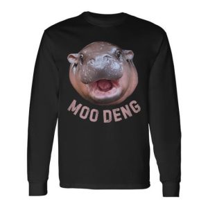 Cute Baby Hippo Meme Moo Deng Animal Lover Long Sleeve T-Shirt