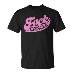 Funny Retro Fck Cancer Logo Breast Cancer Support Unisex T-Shirt