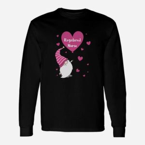 Gnome Valentine Registered Nurse Long Sleeve T-Shirt