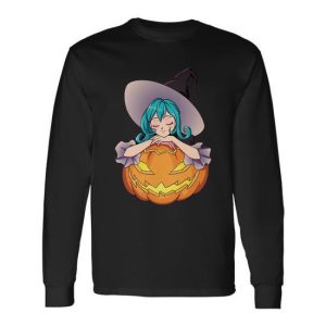 Halloween Cute Anime Witch Pumpkin Long Sleeve T-Shirt