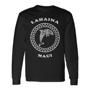 Lahaina Maui Vintage Tribal Dolphin Vacation Long Sleeve T-Shirt