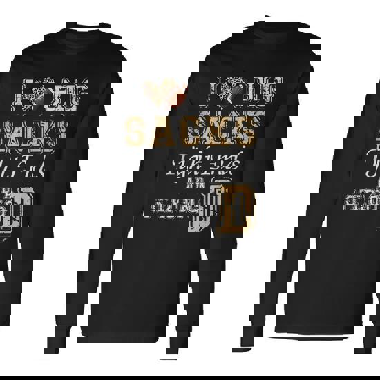 I Love Big Sacks Tight Ends And Strong D Heart Football Long Sleeve