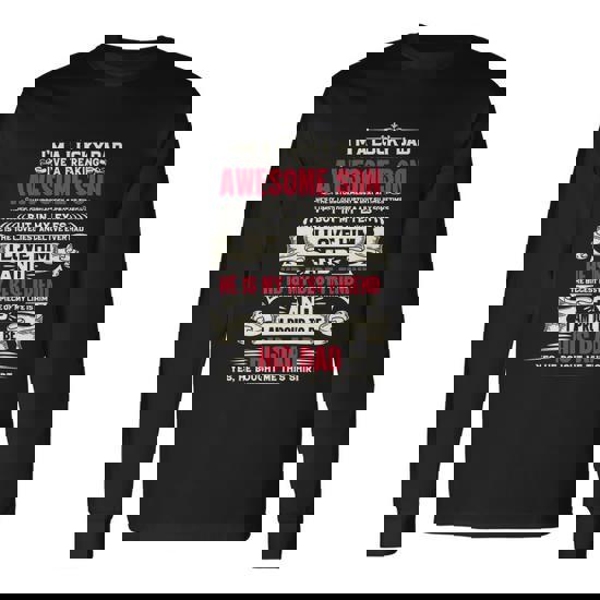 Lucky Dad Fathers Day Proud Dad Of A Freaking Awesome Son Long Sleeve T-Shirt