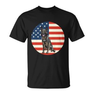 Patriotic German Shepherd American Flag Dog Lover Meaningful Gift Unisex T-Shirt