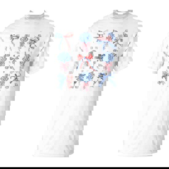 Pink Bows Cute Coquette Shells Y2k Girl Aesthetic Usa Bow T-Shirt