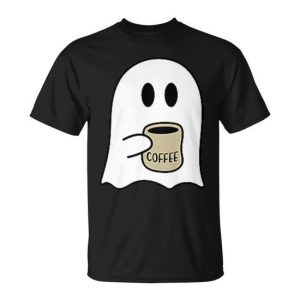 Pocket Ghost Coffee Spooky Season Happy Halloween T-Shirt