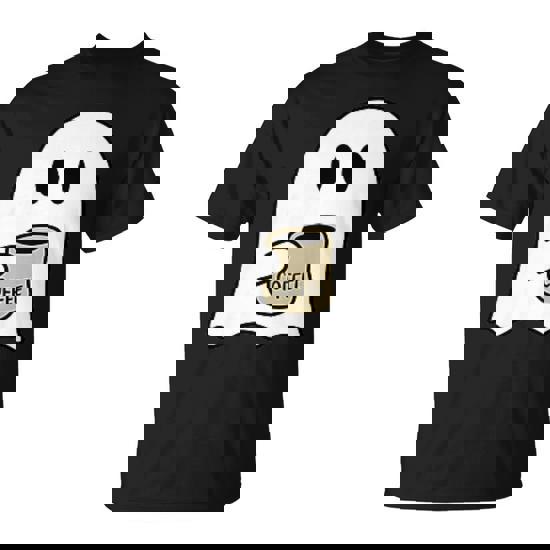 Pocket Ghost Coffee Spooky Season Happy Halloween T-Shirt