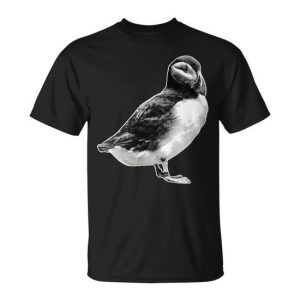 Puffin Icelandic Bird Black And White Comic T-Shirt