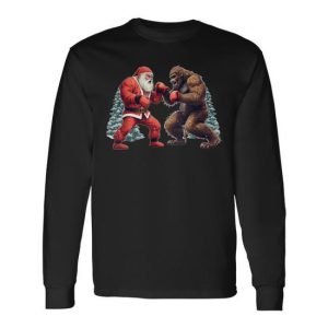 Santa Claus Boxing Bigfoot Sasquatch Christmas Long Sleeve T-Shirt