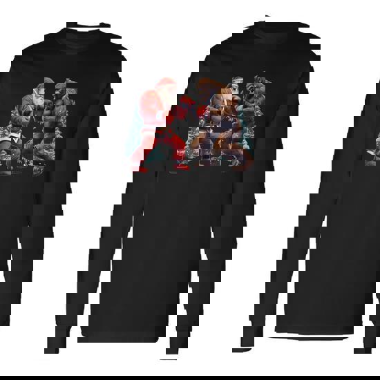 Santa Claus Boxing Bigfoot Sasquatch Christmas Long Sleeve T-Shirt