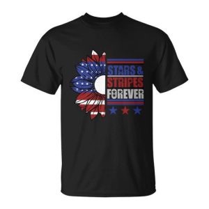 Stars Stripes Forever Sunflower America Flag 4Th Of July V2 Unisex T-Shirt