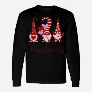 Three Gnomes Holding Hearts Valentines Long Sleeve T-Shirt