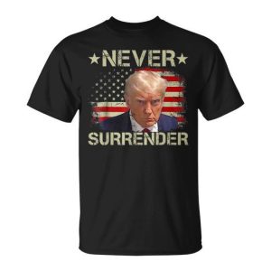 Trump Shot Never Surrender Pro Trump American Flag T-Shirt
