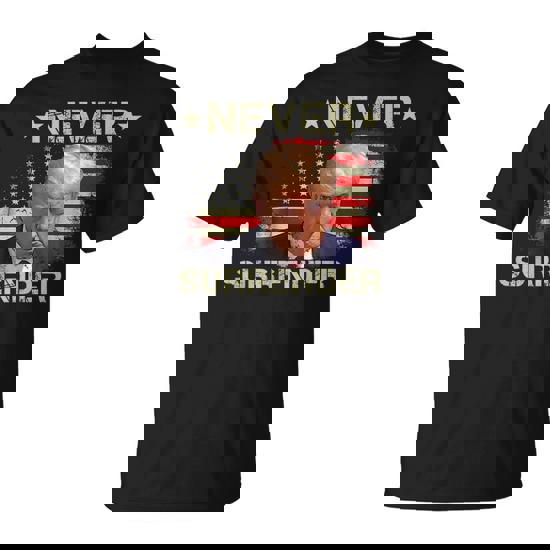 Trump Shot Never Surrender Pro Trump American Flag T-Shirt