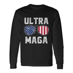 Ultra Maga Sunglasses American Flag Anti Biden Tshirt Long Sleeve T-Shirt