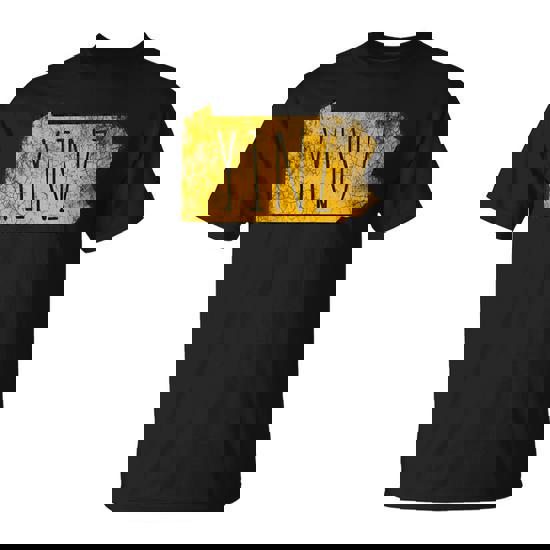 Yinz Pittsburgh Pennsylvania Map Gold Vintage T-Shirt